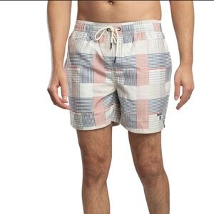 Barbour Plaid Patch Swim Shorts Trunks Swimsuit in Washed Stone Mens 2XL NEW